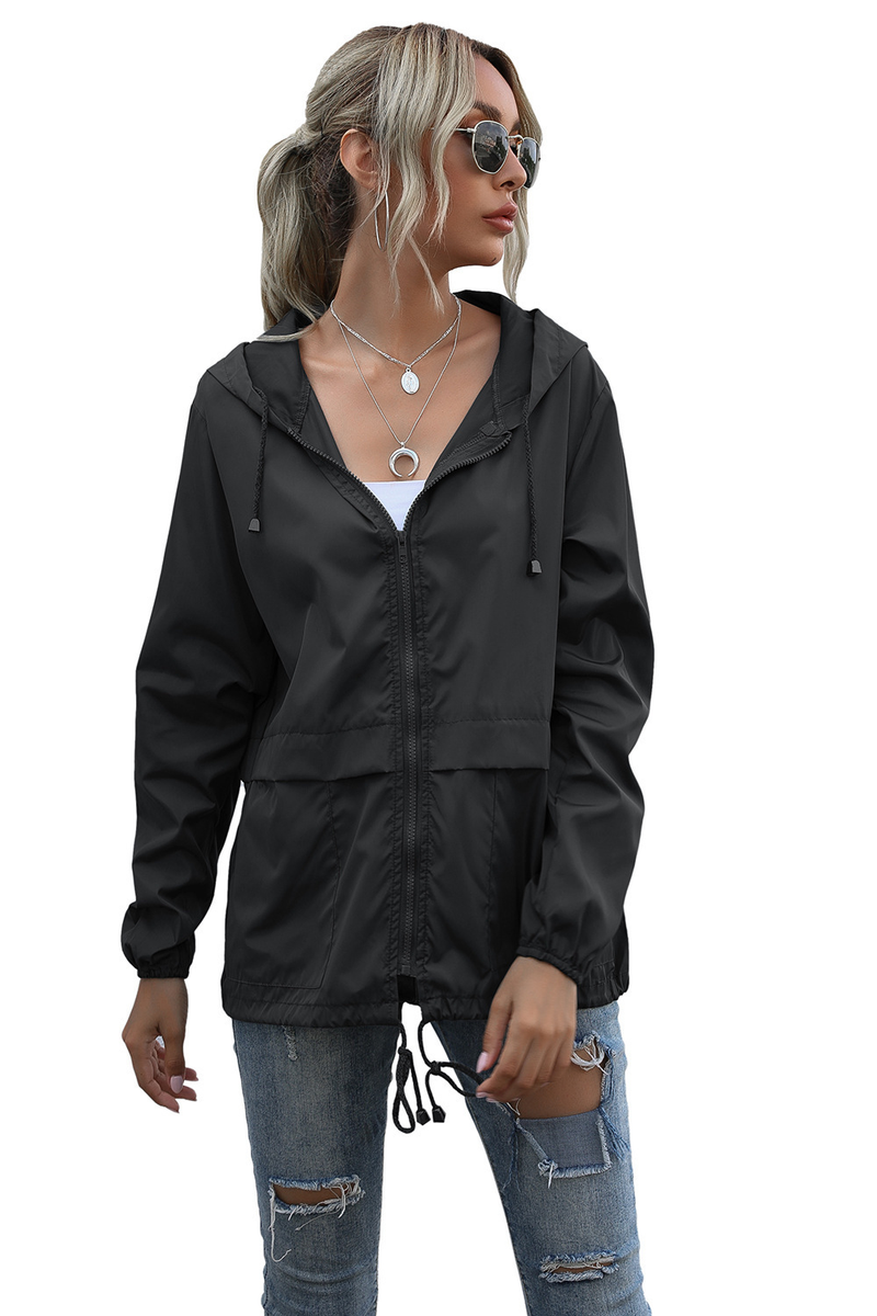 Chaqueta impermeable ligera con capucha y cremallera para mujer para senderismo al aire libre, disponible en stock_voghion.com