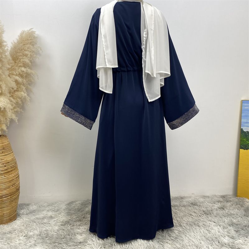 Ramadan moslim vrouw jurk vooraan rits verborgen riem Dubai abaya mouwen met zilveren rand ontwerp Marokkaanse kaftan koninklijke vrouwen rood_voghion.com