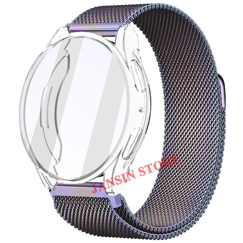 PC Glazen Behuizing + Milanese Loop Band Voor Samsung Galaxy Watch 7 6 5 4 40MM 44MM Metalen Magnetische Band Armband Voor Samsung Galaxy 7 6_voghion.com