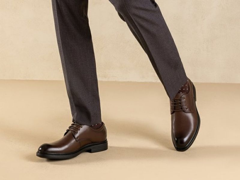 Aokang Lace-up Leather Shoes Breathable Business Casual Round Head_voghion.com