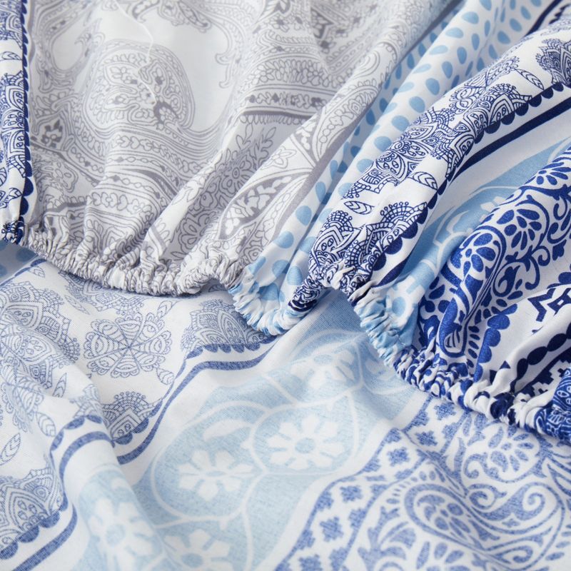 Blue Tribe Bohemian Mattress Cover Polyester Skin Friendly Bed Fitted Sheet Mattress Protector Fitted Sheet_voghion.com