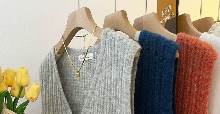 Francuski retro sweter z dzianiny z dekoltem w serek dla kobiet, odzież wierzchnia na jesień i zimę, bezrękawnik z miękkiego swetra, artystyczny_voghion.com