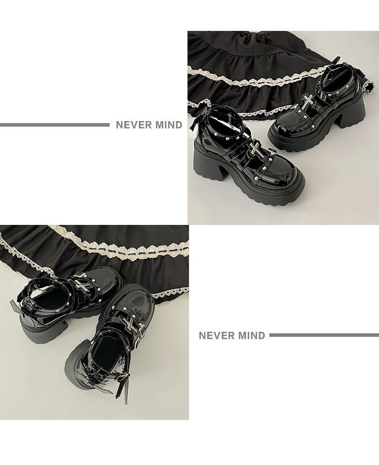 Botas femininas estilo punk gótico, pretas, com cadarço, plataforma, salto bloco com decoração de metal, botas de combate casuais_voghion.com