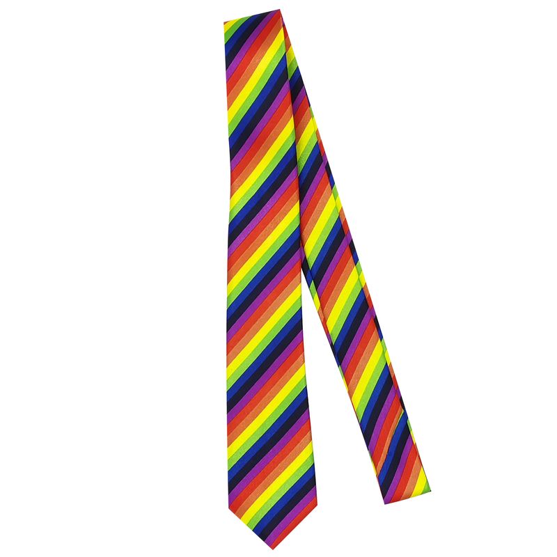 Cravatta arcobaleno a righe a sei colori e sette colori con cerniera elastica alla moda disponibile all'ingrosso casual versatile_voghion.com