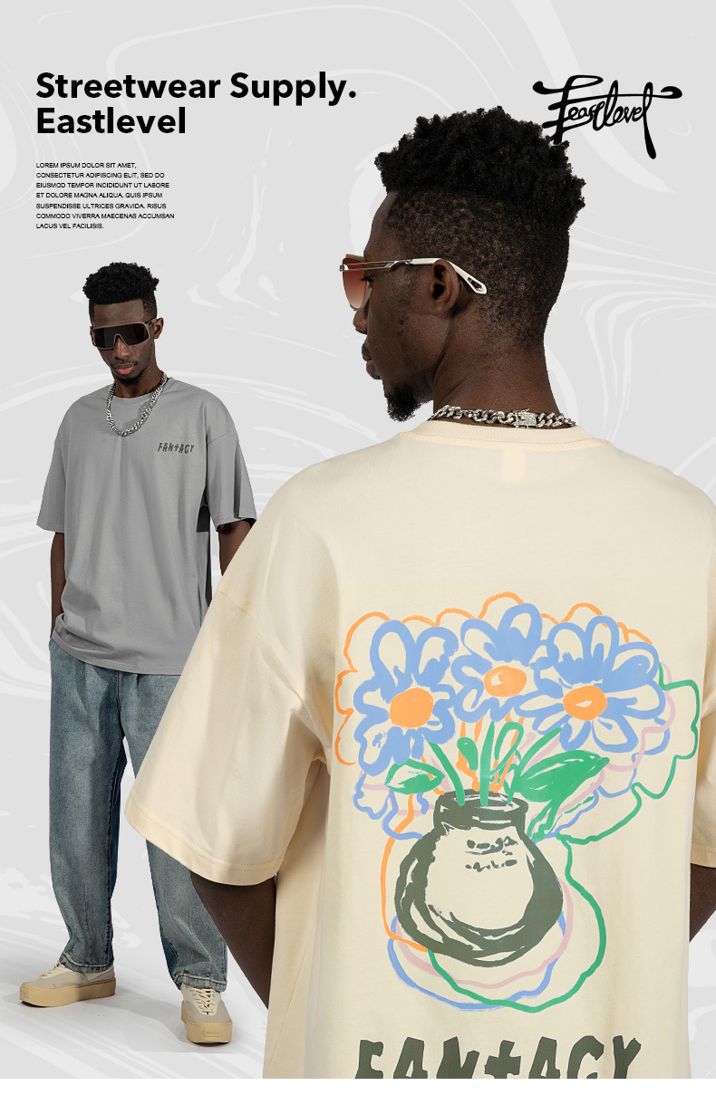 Graffiti Short Sleeve T-shirt Men's and Women's Fashion Brand Loose Oversize Street Outdoor Unisex Couple Half Sleeve_voghion.com