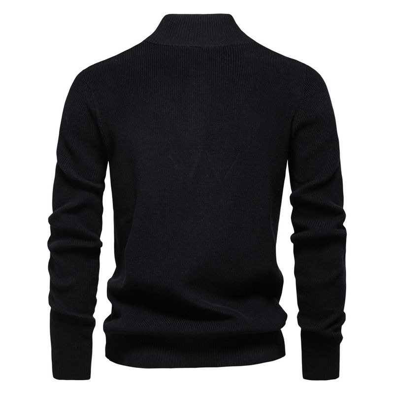 Nieuwe herfst- en wintertrui voor heren in Europese maat, heren met lange mouwen, halve rits, opstaande kraag, effen kleur, casual trendtrui die bij elkaar past_voghion.com