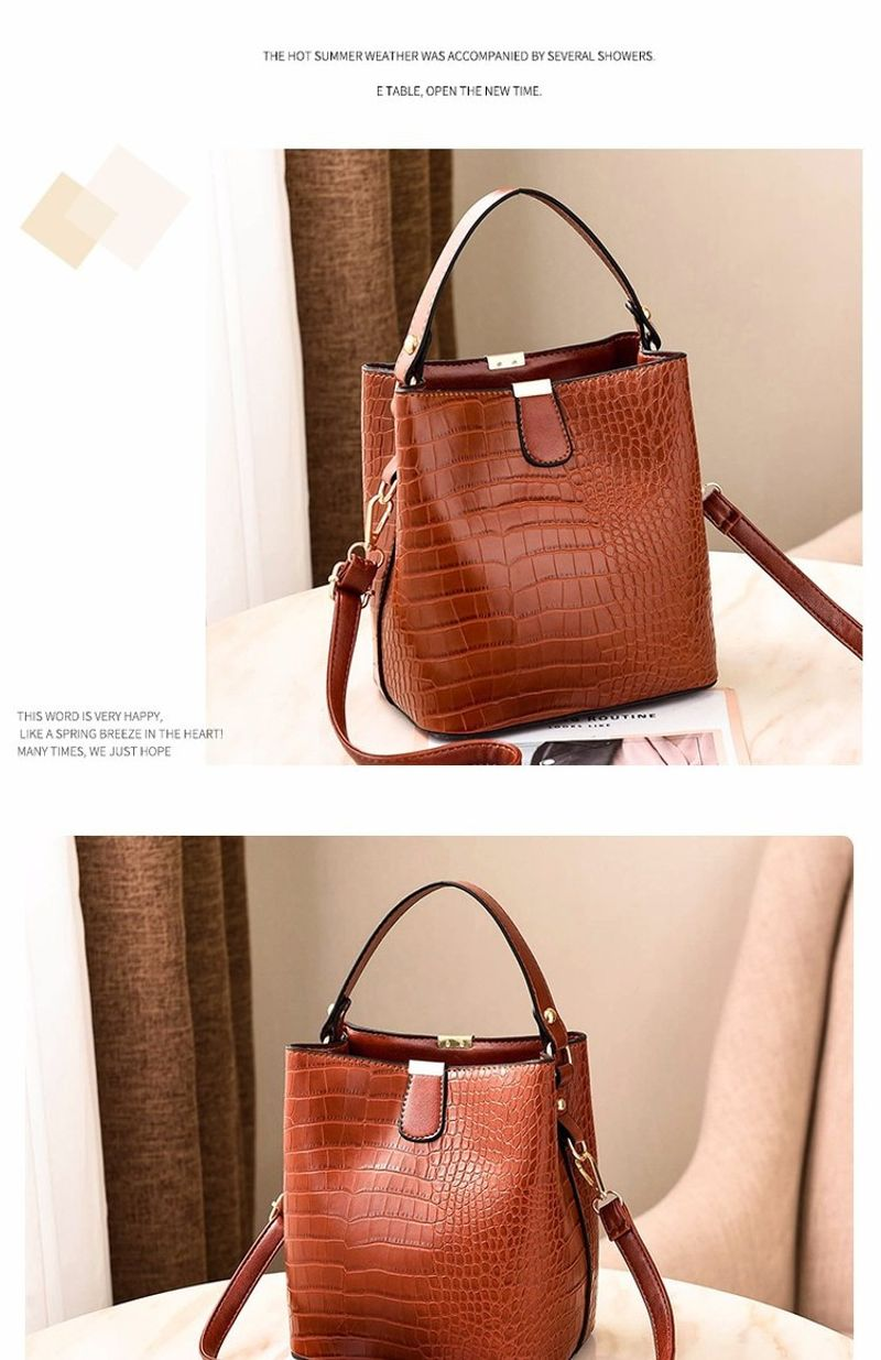 Borsa a tracolla monospalla da donna, con motivo a coccodrillo, alla moda, a secchiello_voghion.com