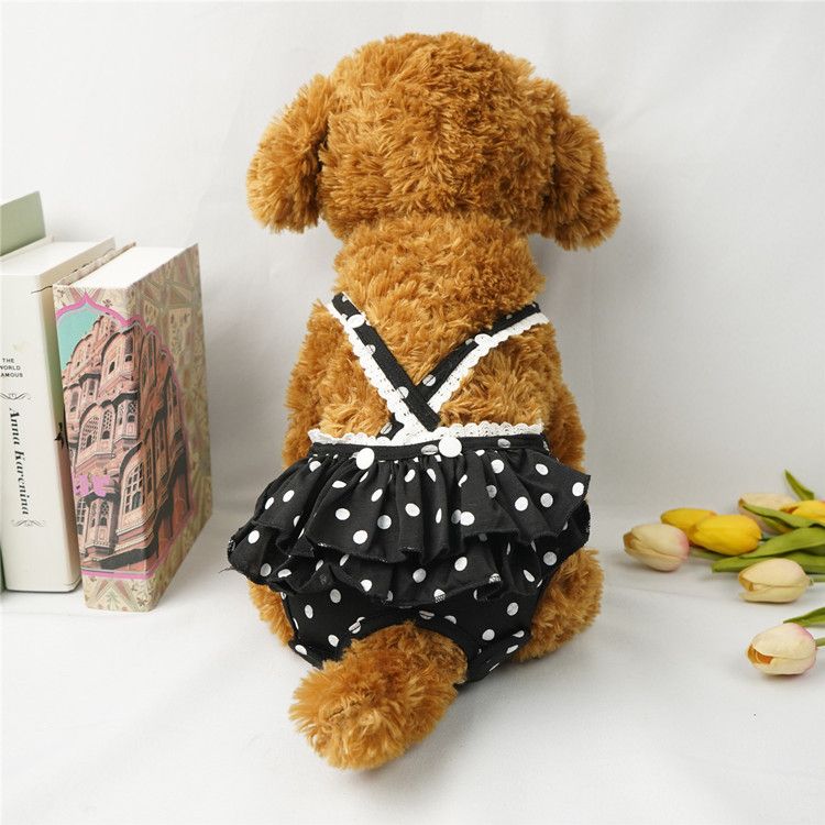 Neu Pet Teddy Menstruations Polka Dot Rock Süße Hosenträger Hund Physiologischen Hosen_voghion.com