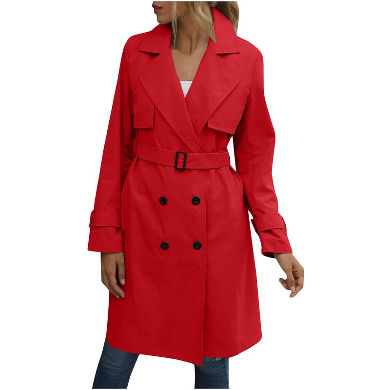 Women's Double Breasted Fashion Casual Trench Coat_voghion.com