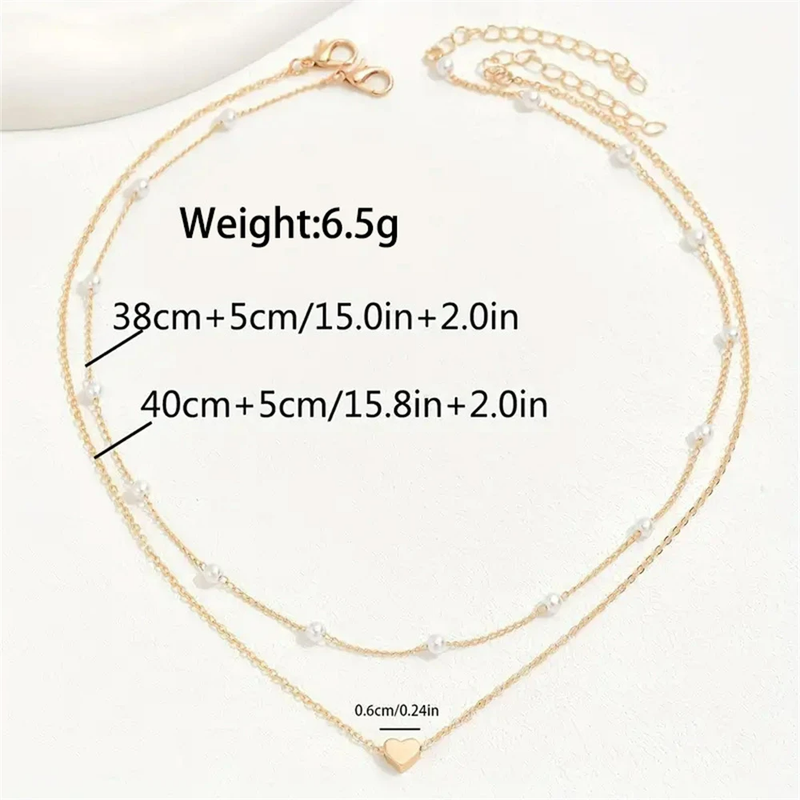 Collana di perle da donna 2025, nuova, in oro 14 carati, con ciondolo a forma di cuore, impermeabile e ipoallergenico, con catena per clavicola._voghion.com
