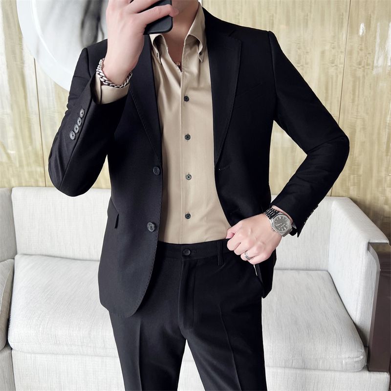 CT Two-Piece Set For Men Performance Formal Wear Host Stage Photo Studio Wedding Double-Breasted Men's Suit_voghion.com
