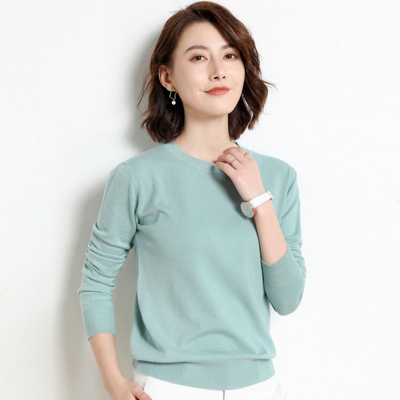 Maglione da donna in versione coreana, girocollo, corto, ampio, tutto abbinato, autunno inverno, maglia sottile_voghion.com