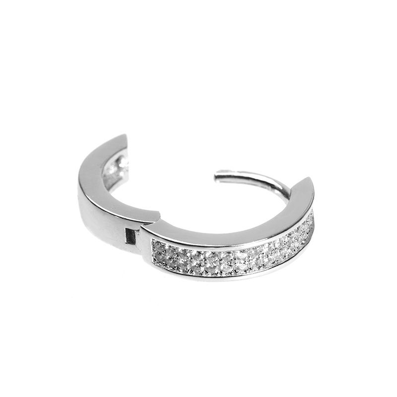 Orecchini a cerchio unisex placcati in argento con diamanti intarsiati, alla moda, hip hop alla moda_voghion.com