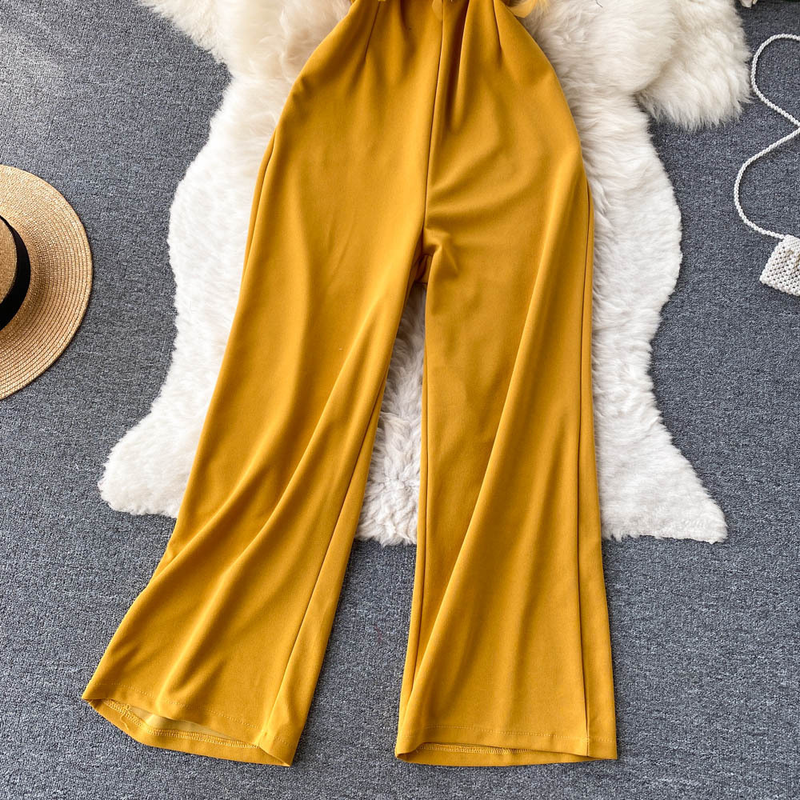 High-End-Nischen-Design, pelziger Overall mit Röhrenoberteil, Damen-Sommer-Neue, lockere, gerade Hose mit weitem Bein_voghion.com