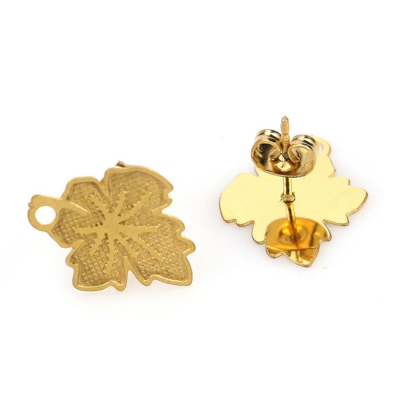 Ganci in foglia d'acero fai-da-te in acciaio inossidabile, accessori di gioielli fatti a mano elettrolitici sotto vuoto, orecchini e materiali per spille per le orecchie_voghion.com