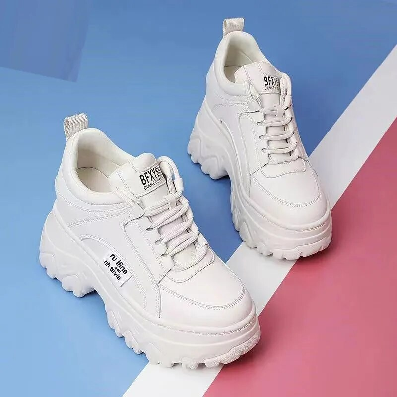Damen-Sneaker mit klobigen Keilen, vulkanisiert, im Krean-Stil, zum Schnüren, rund, lässig, bequem, mit Sapats_voghion.com