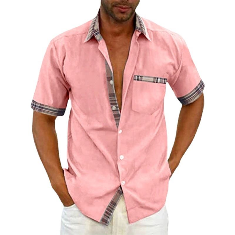 Camicia casual a quadri da uomo, a maniche corte, di qualità imbattibile, per l'estate 2025._voghion.com