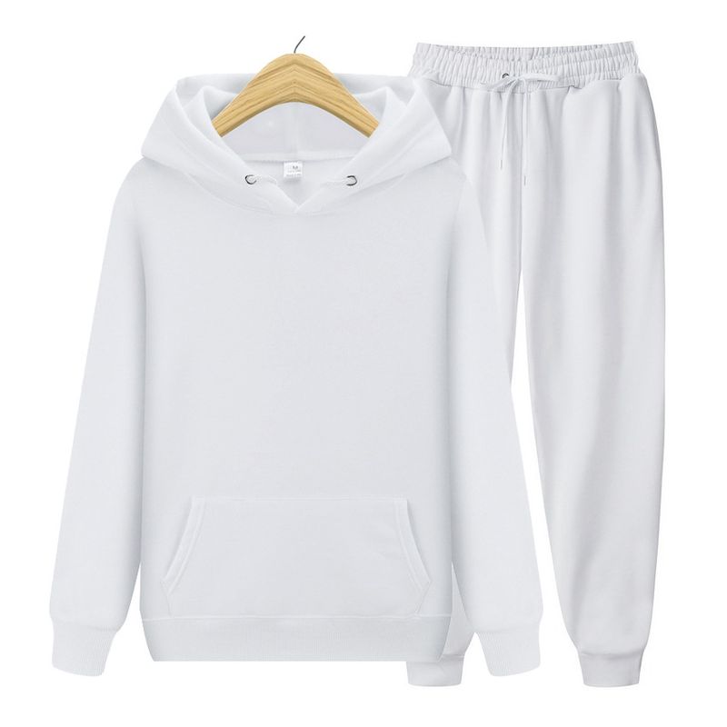 Abbigliamento da uomo Set di due pezzi con cappuccio, felpa e pantaloni della tuta, tinta unita_voghion.com