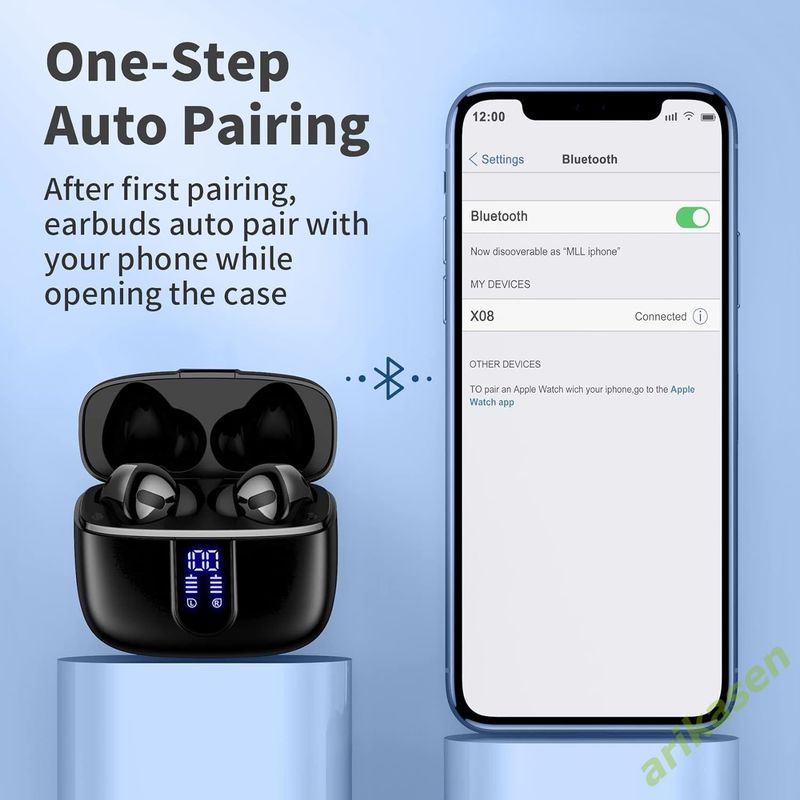 TWS Bluetooth 5.3 Earphone Stereo Bass With Noise Cancelling Mic Waterproof Wireless Headphones In Ear Buds For Android_voghion.com