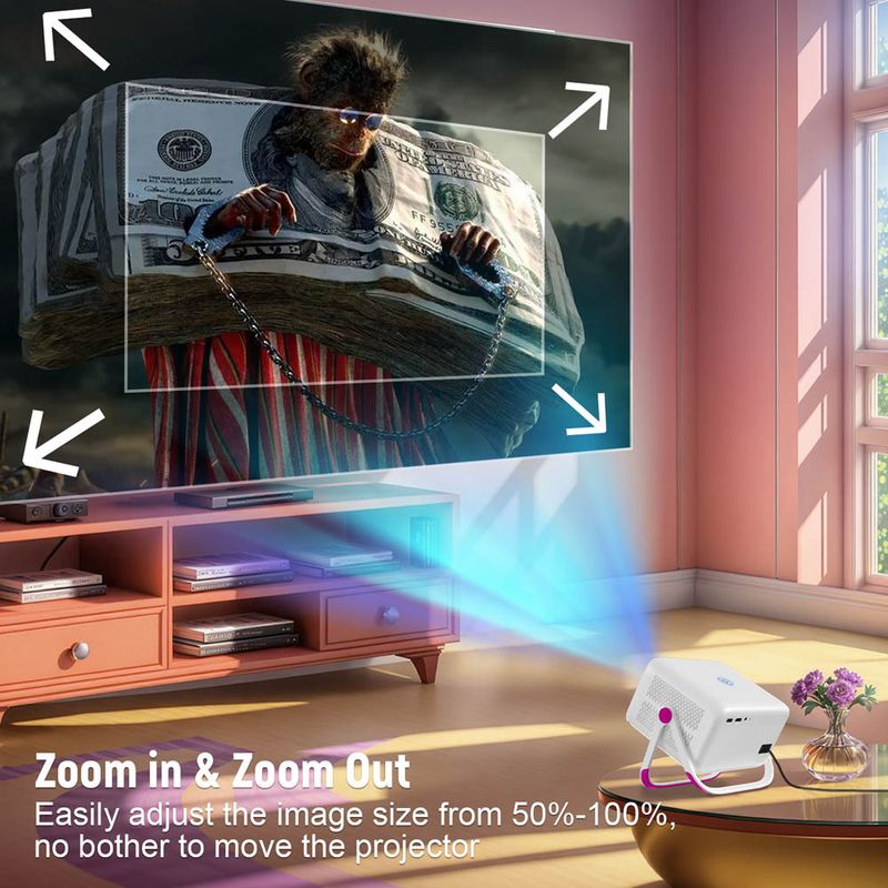 New HD 4K Wireless 1080p Portable Projector For Home Bedroom Wall Projection High Lumens_voghion.com