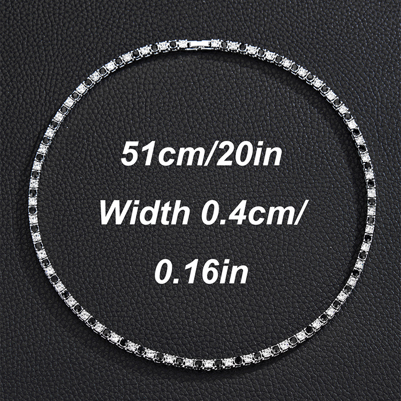 Hip Hop 4 mm Reihen-Tennisketten, einfache und vielseitige zweifarbige Legierung, Wasserdiamant-Halskette, Tenniskette_voghion.com