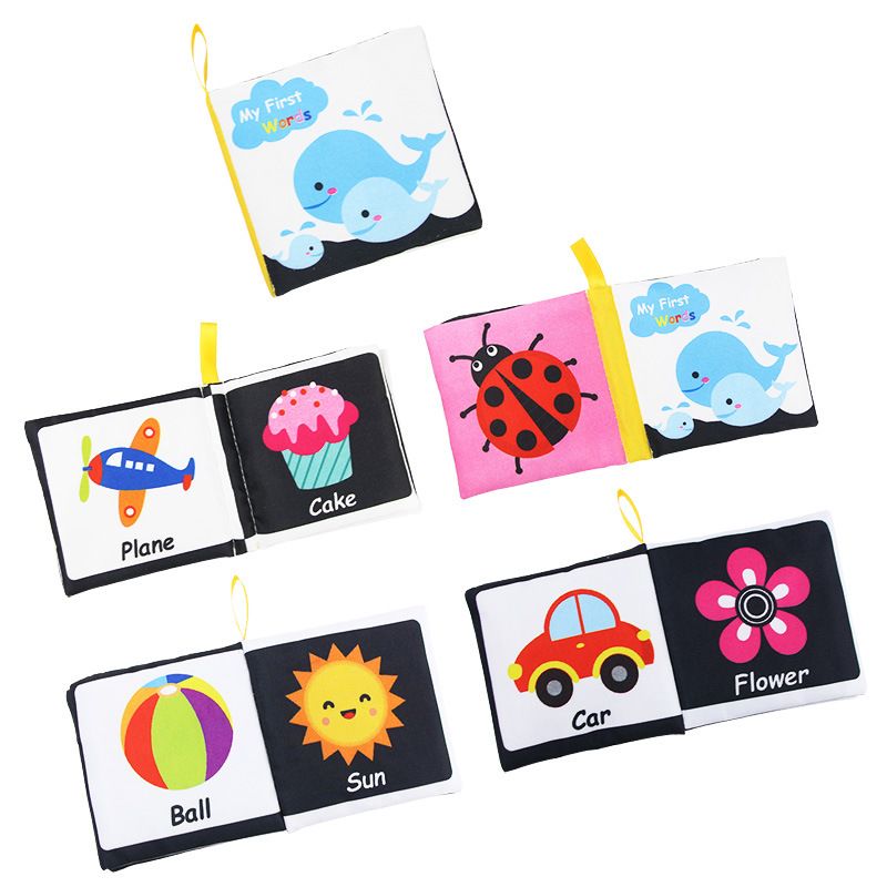 Juguetes sensoriales para recién nacidos, libros educativos para bebés, juguetes para cuna, juguetes para bebés en blanco y negro, libros de tela con animales, juguetes para bebés de 0 a 12 meses_voghion.com