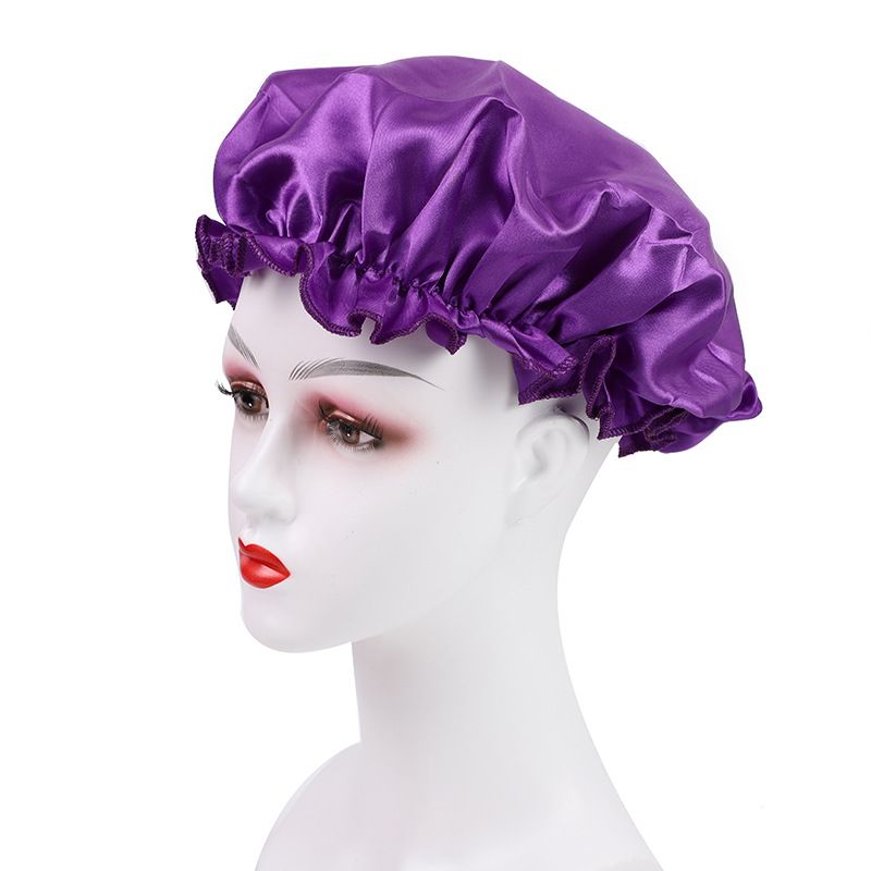 Foreign Trade Women's Satin Lace Sleep Cap Hair Care Solid Color Chemotherapy Home Hat Cross-Border Exclusive_voghion.com