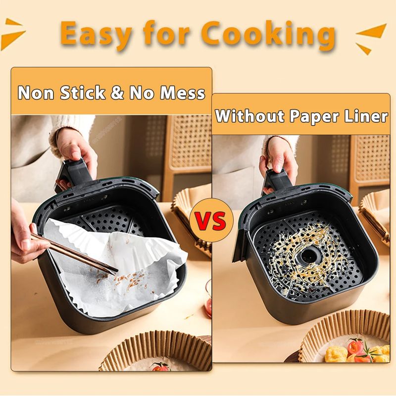 50/100Pcs Air Fryer Disposable Paper Non-Stick Airfryer Baking Papers Round Air-Fryer Paper Liners Paper Kitchen Accessories_voghion.com