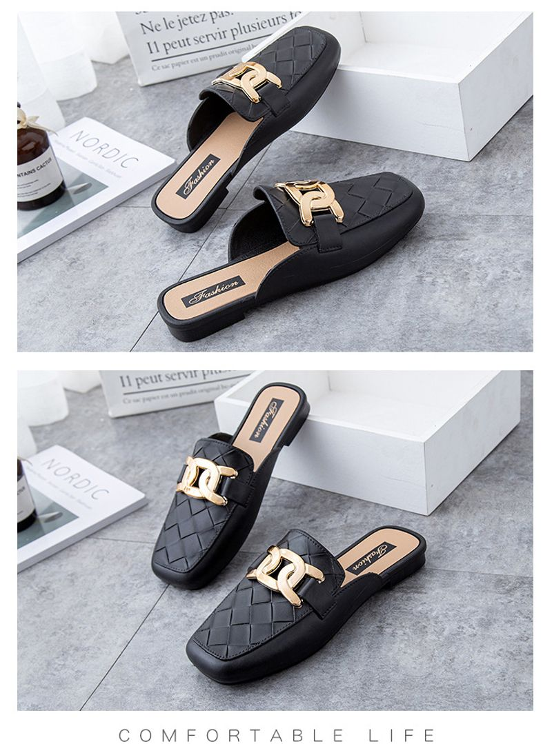 P7 Baotou half women's fashion summer outerwear, non-slip flat slippers, casual single shoes, outdoor sandals_voghion.com