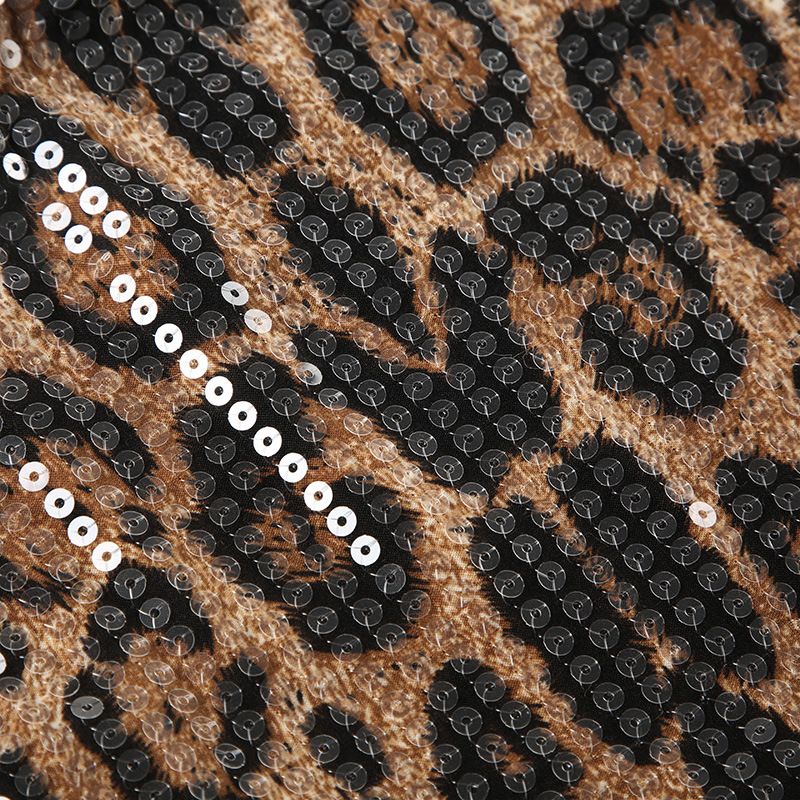Women's Low-Rise Sexy Glitter Leopard Print Shorts - Stretchy Knit Fabric For Party & Night Out_voghion.com