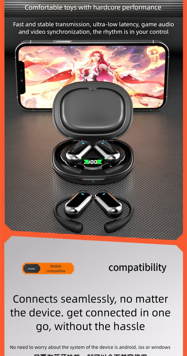 Sports Bluetooth Headset Wireless Hanging Type New Running Not Into Ear Ultra Long Battery Life Noise Reduction Stereo_voghion.com