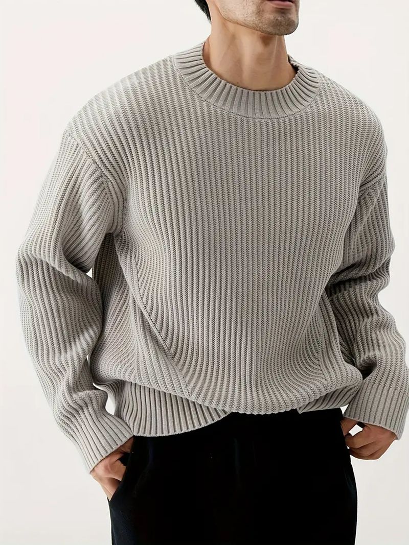 2024 Autumn Winter Loose Casual Style Versatile Pullover Thick Knitted Ins Round Neck Korean Trendy Sweater For Men_voghion.com