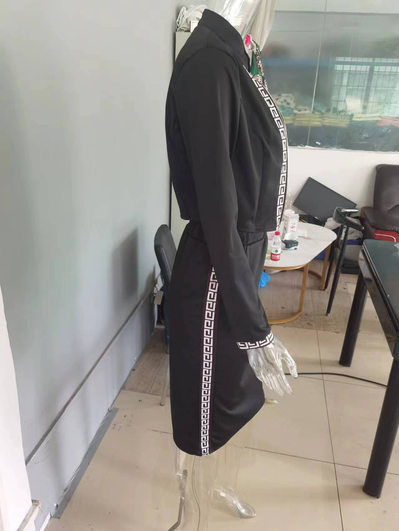 Giacca da donna a maniche lunghe stampata, fresca e dolce, alla moda, primaverile e autunnale, con gilet e gonna in tre pezzi_voghion.com
