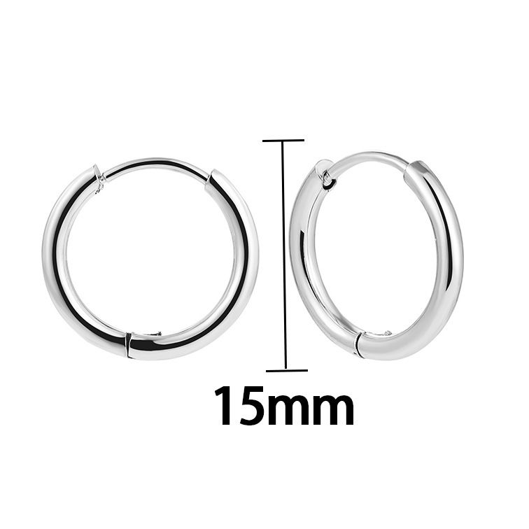 Sieradenset voor dames Fashionr Supply Retro Fashion Eenvoudige roestvrijstalen oorbel Veelzijdige ronde hoepeloorbellen_voghion.com