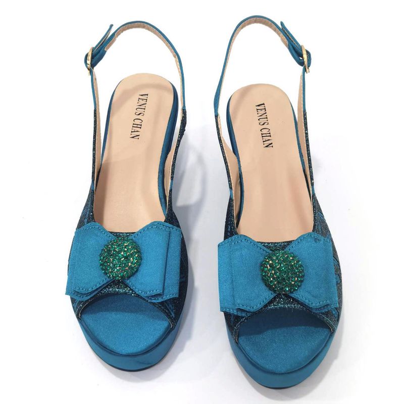 Damenschuhe Große Damenschuhe Schuhe für Geburtstagsfeiern Kleiner Keilabsatz Schuhe mit dicker Sohle und gleichem Design Clutch Bag Diamond Flower_voghion.com