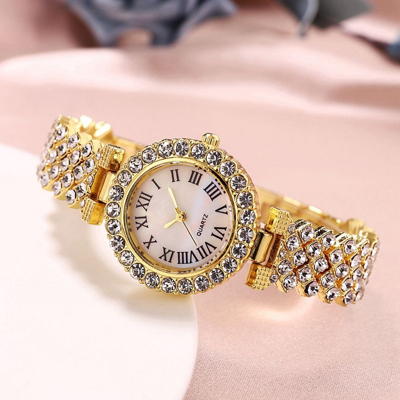 Dame armbåndsur sæt diamantbesat baby's breath armbåndsur + armbånd gavesæt til kvinder_voghion.com