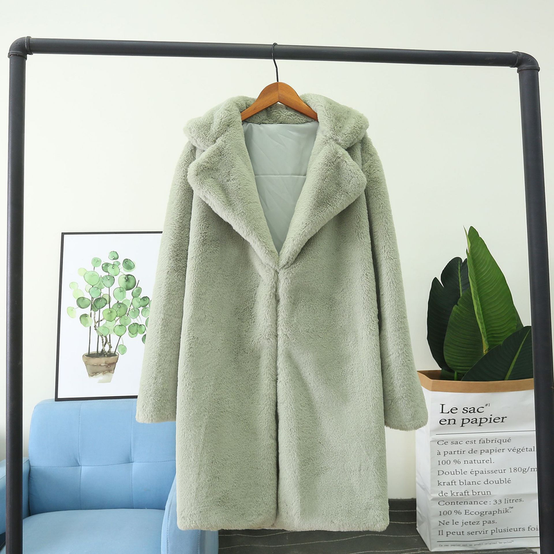 Damenbekleidung, Nachahmung aus Kaninchenfell, Anzug, Nachahmung, Pelzmantel, Kleidung, lockeres, flauschiges, weiches Kaninchenfell_voghion.com