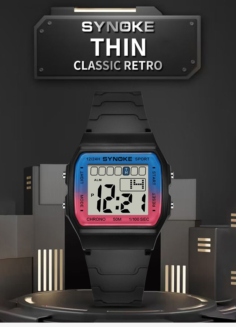 SYNOKE Student Electronic Watch Unisex Sport Watch For Kids Waterproof Luminous LED Digital Lady Retro Men Wrist Watch_voghion.com