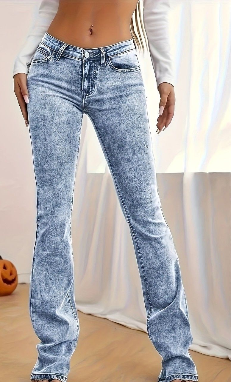 Women's Clothing Style Ripped Jeans, Women's Trousers, Cross Border E Commerce, AliExpress, Women's Denim Bootcut Style_voghion.com