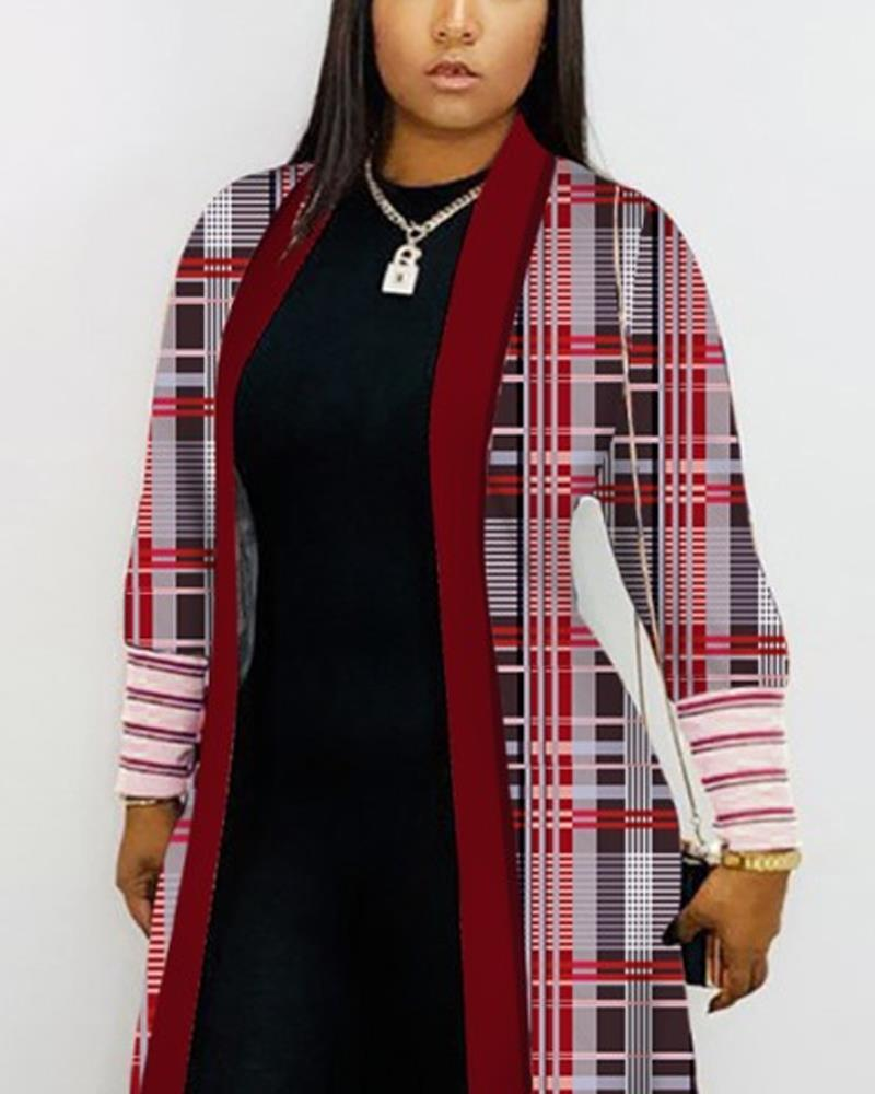 Damrock långärmad patchwork lös pendlartrenchcoat_voghion.com