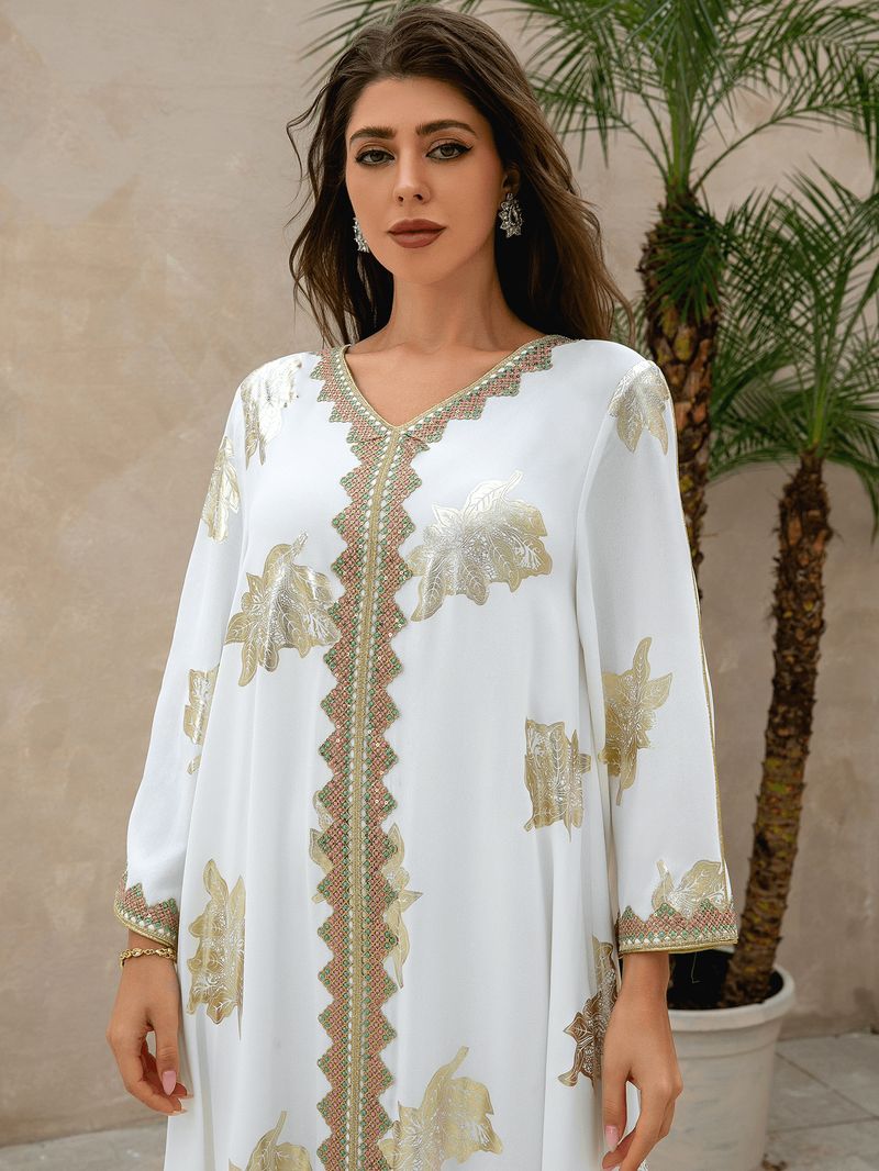 Dameskleding Midden-Oosten Nieuwe Hot Moslim Dames Avondjurk Bloem Hot Stamping Dubai Robe_voghion.com