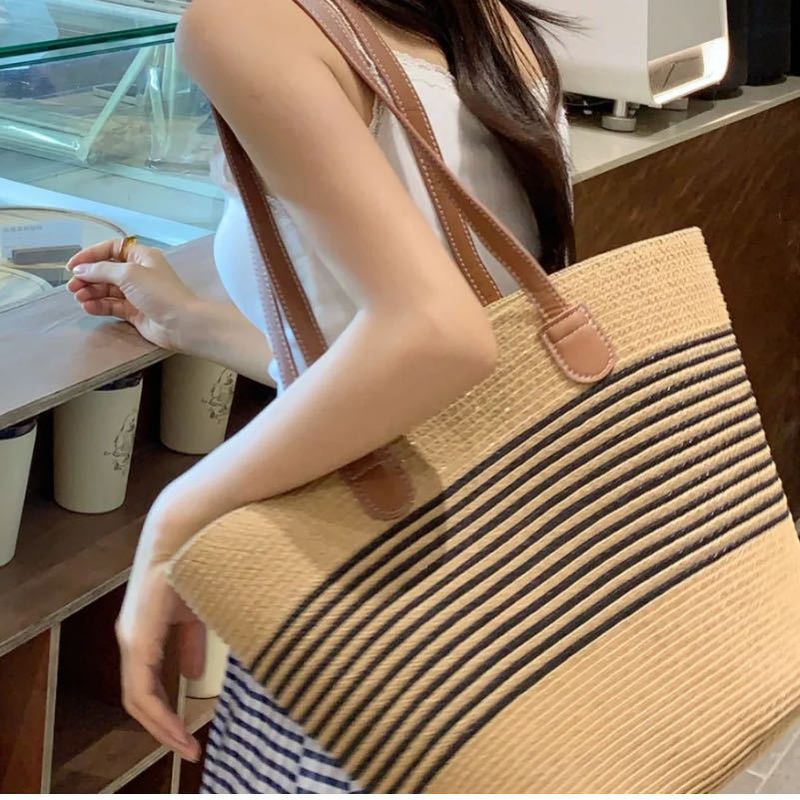 Borsa da spiaggia estiva da donna, grande capacità, in rattan intrecciato, a tracolla, in paglia, cestino, secchiello_voghion.com