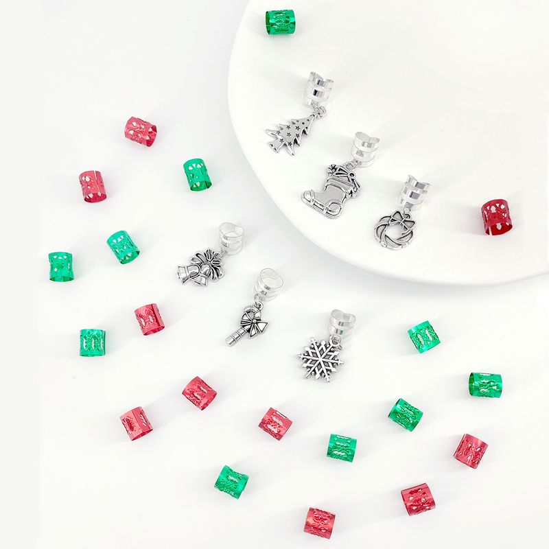 Modische Haarspange aus Metall, Dopamin-Weihnachtszopf-Accessoire mit Glöckchen-Anhänger, stylischer Haarring für festliche Looks_voghion.com