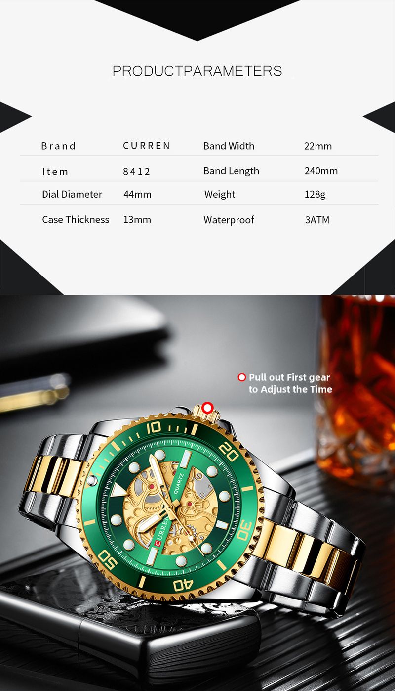 Herren-Business-Quarzuhr mit Edelstahlband, wasserdichte Uhr mit rundem Zifferblatt für formelle und legere Kleidung_voghion.com