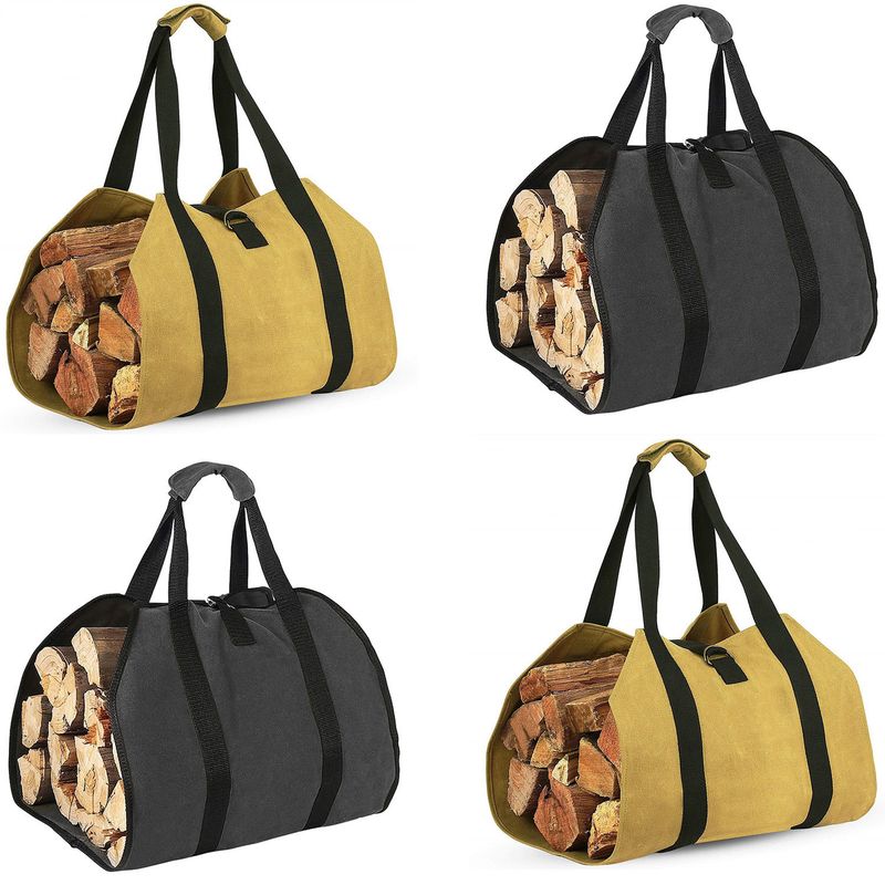 Neue tragbare, langlebige Holzfällertasche, multifunktionale Brennholz-Aufbewahrungstasche, Tragetasche aus Oxford-Stoff für Brennholz im Freien_voghion.com