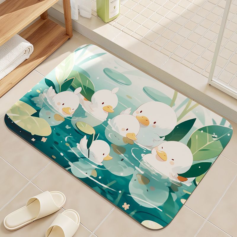 Tappetino antiscivolo per WC con motivo a cartoni animati, assorbente per il bagno, ad asciugatura rapida, per la porta del bagno_voghion.com