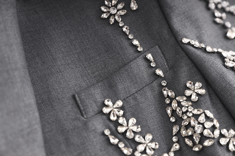 Women's Clothing Middle Eastern Style Super Heavy Beaded Suit Dress Gray Temperament Dress Skirt_voghion.com