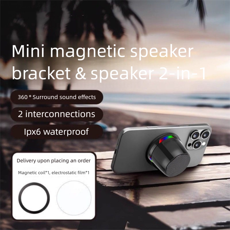 Mini enceinte Bluetooth portable magnétique d'extérieur étanche avec caisson de basses sans fil_voghion.com