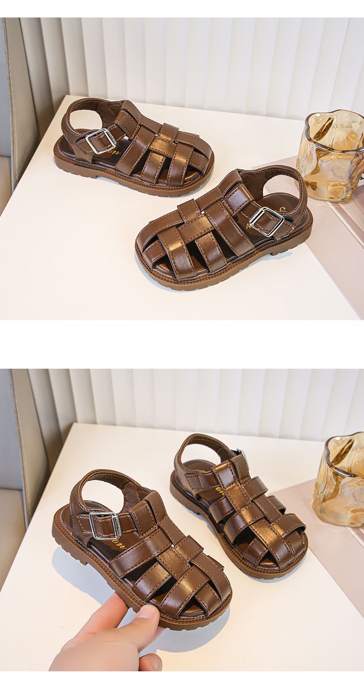 Mädchen 2024 Sommer Neue Koreanische Ausgabe Kinder Baotou Sandalen Gestrickte Jungen Weiche Sohle Strandschuhe_voghion.com