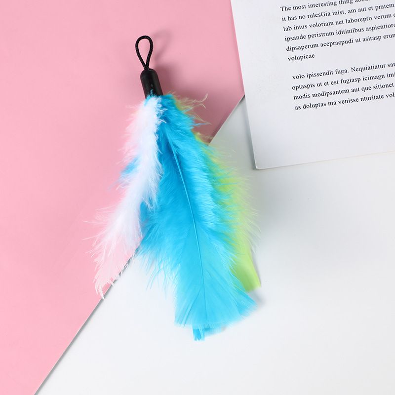 Giocattolo interattivo per gatti con testa di ricambio in peluche con bacchetta magica multicolore e piuma, per alleviare la noia_voghion.com